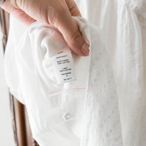 Farmers Market White Cotton Blouse Women’s XL Boho Lace Detail Lined Top - Picture 8 of 9